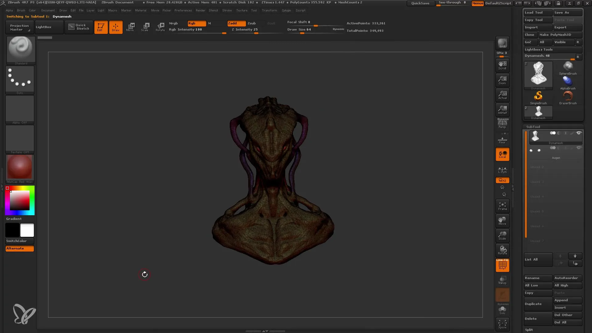 ZBrush rokasgrāmata tīru acs tīklu veidošanai ar ZRemesher