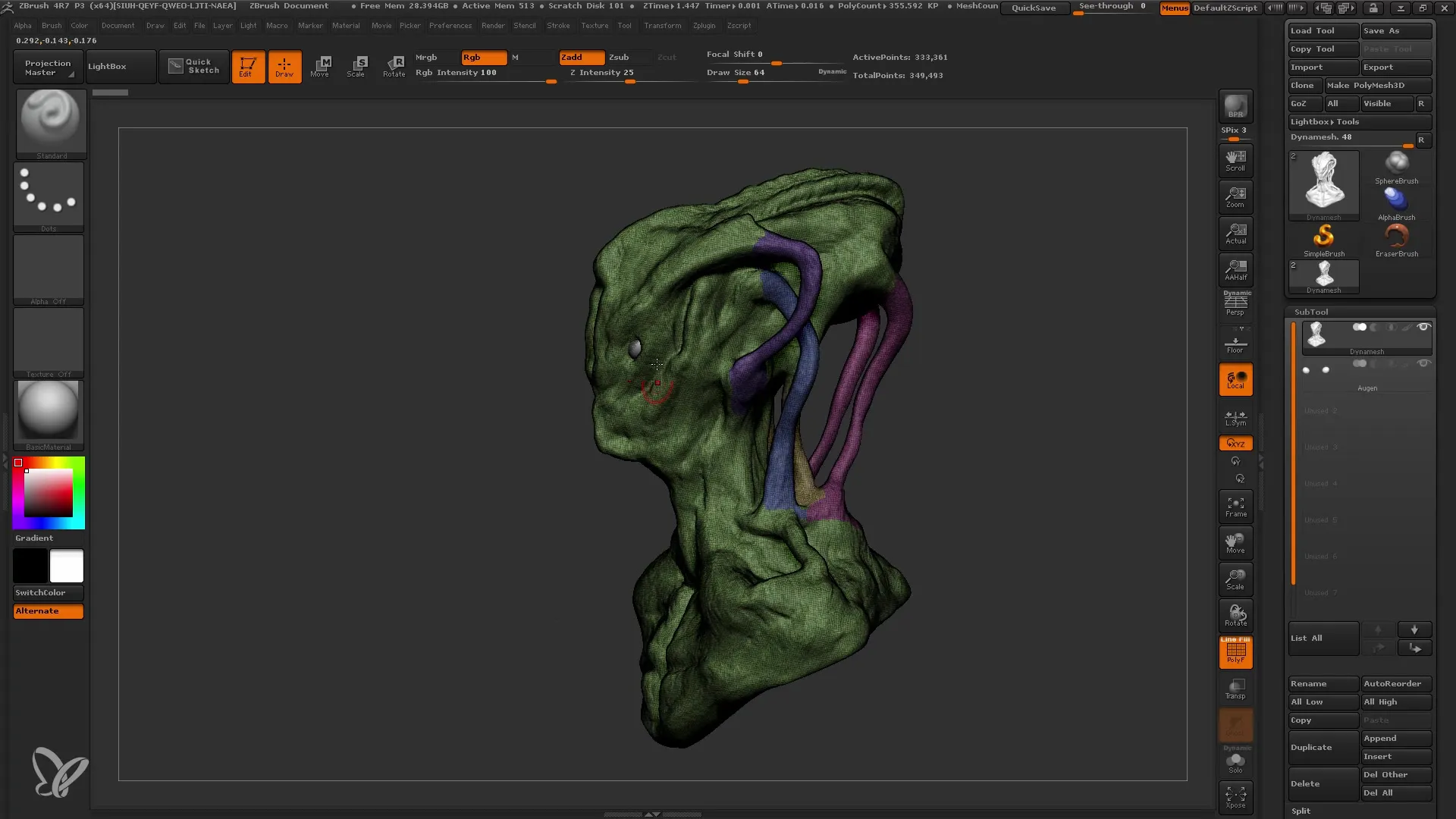 ZBrush rokasgrāmata tīru acs tīklu veidošanai ar ZRemesher