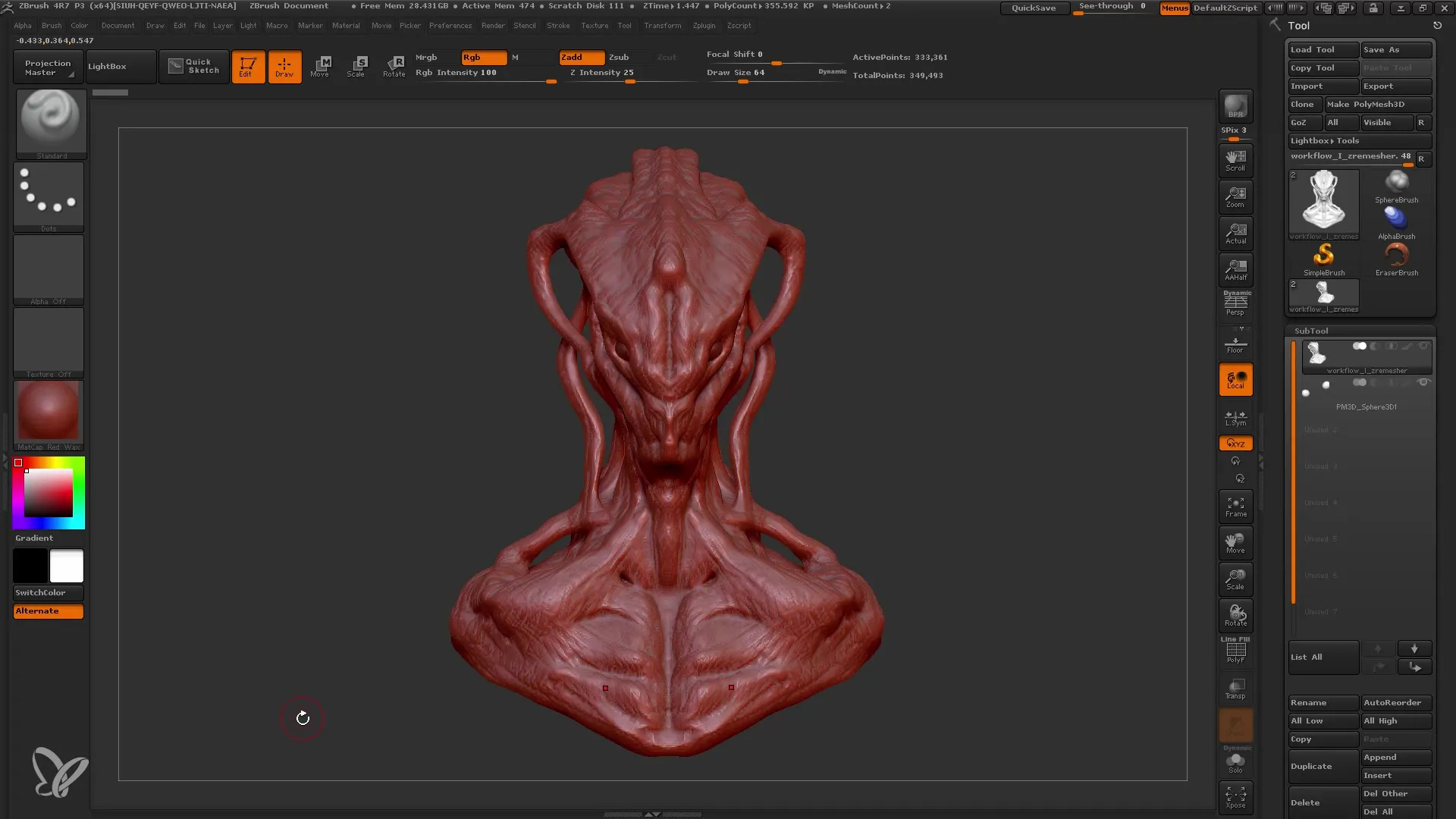 Instrukcja ZBrush do czystych siatek za pomocą ZRemeshera