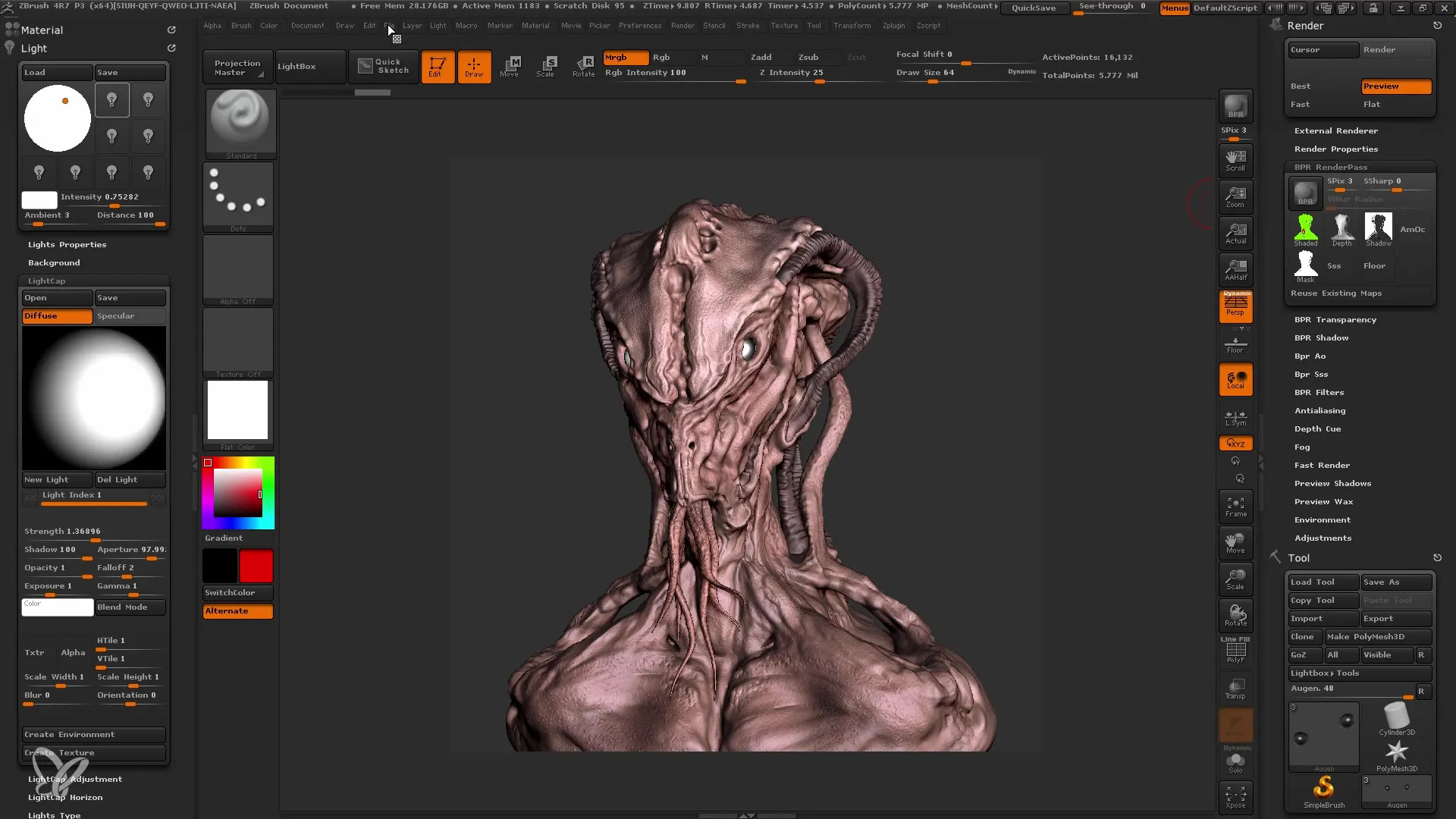 Pencahayaan dan rendering ZBrush untuk pemula