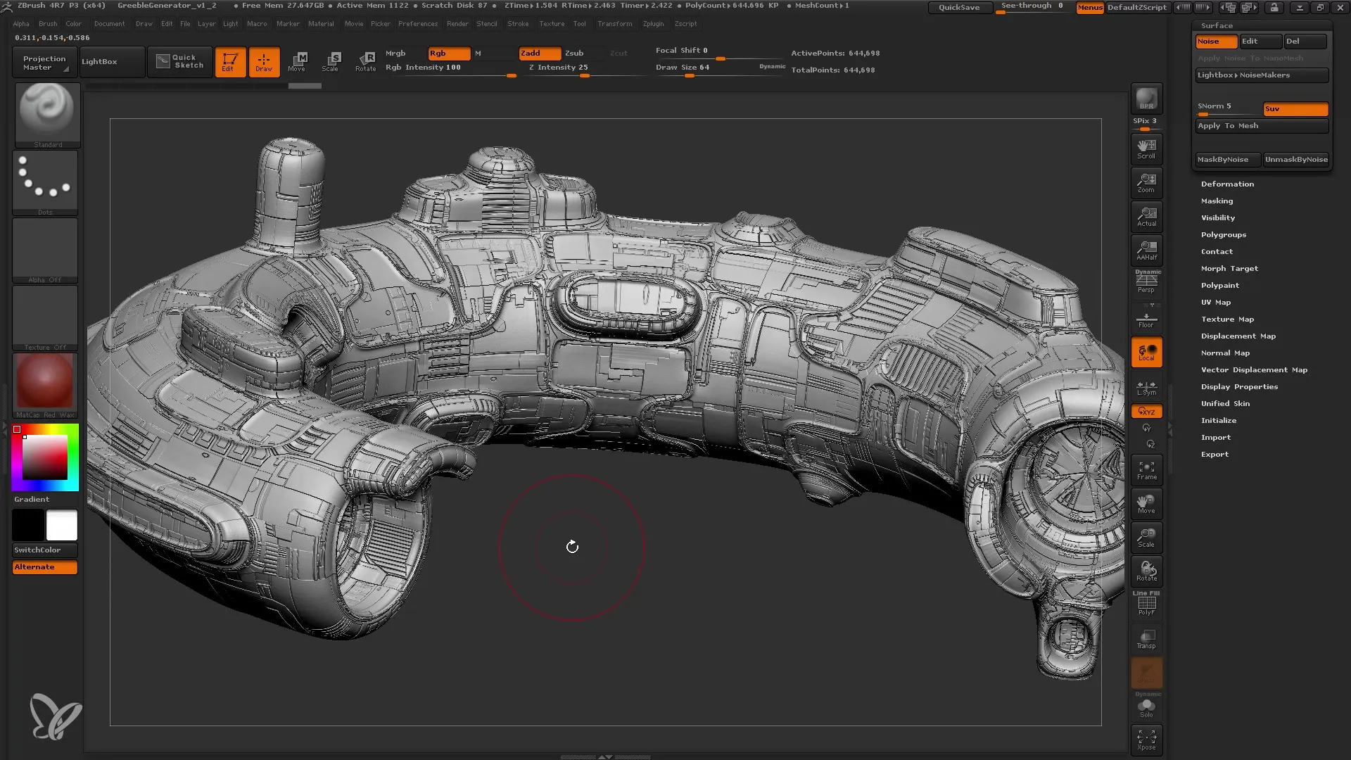 Ustvarjanje ZBrush Alphas z generatorjem Greeble