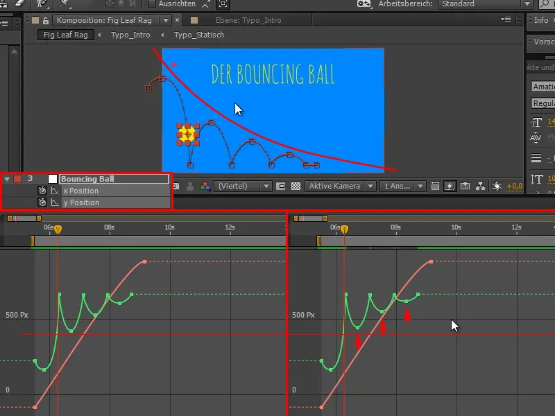 Animace snadno provedena: Bouncing Ball - časování.