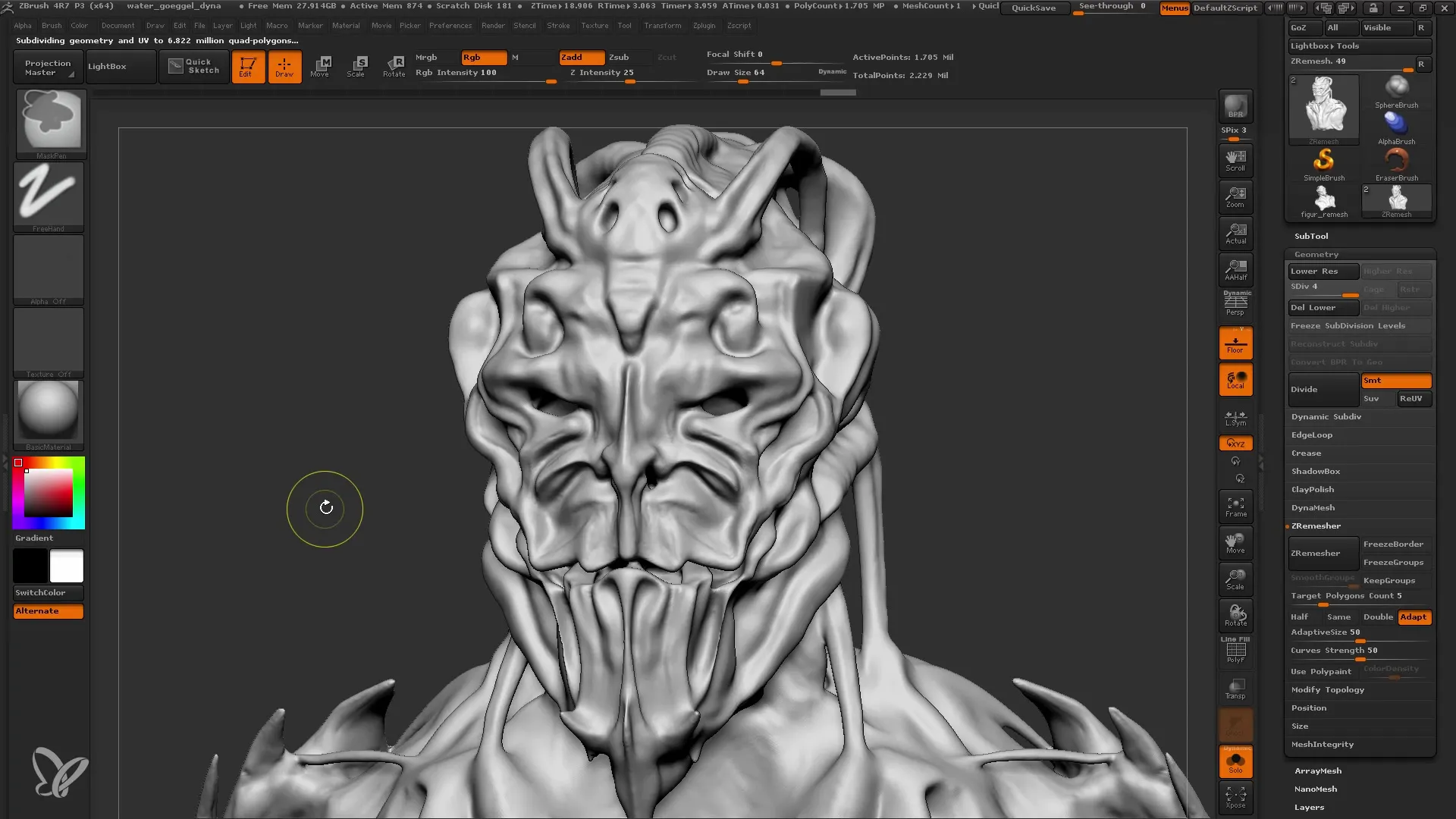 ZBrush: Navodila korak za korakom za ZRemesher