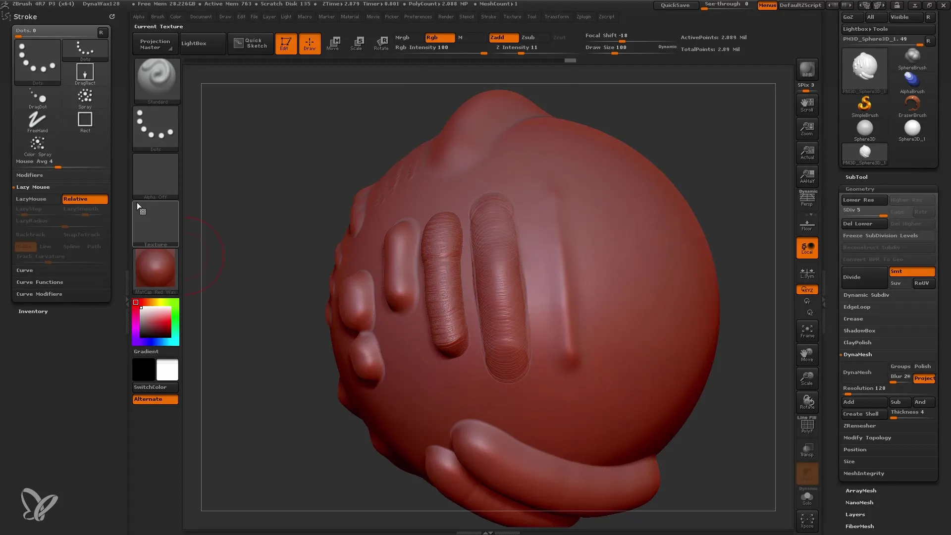 Kuas dalam ZBrush: Pengaturan untuk detail yang sempurna