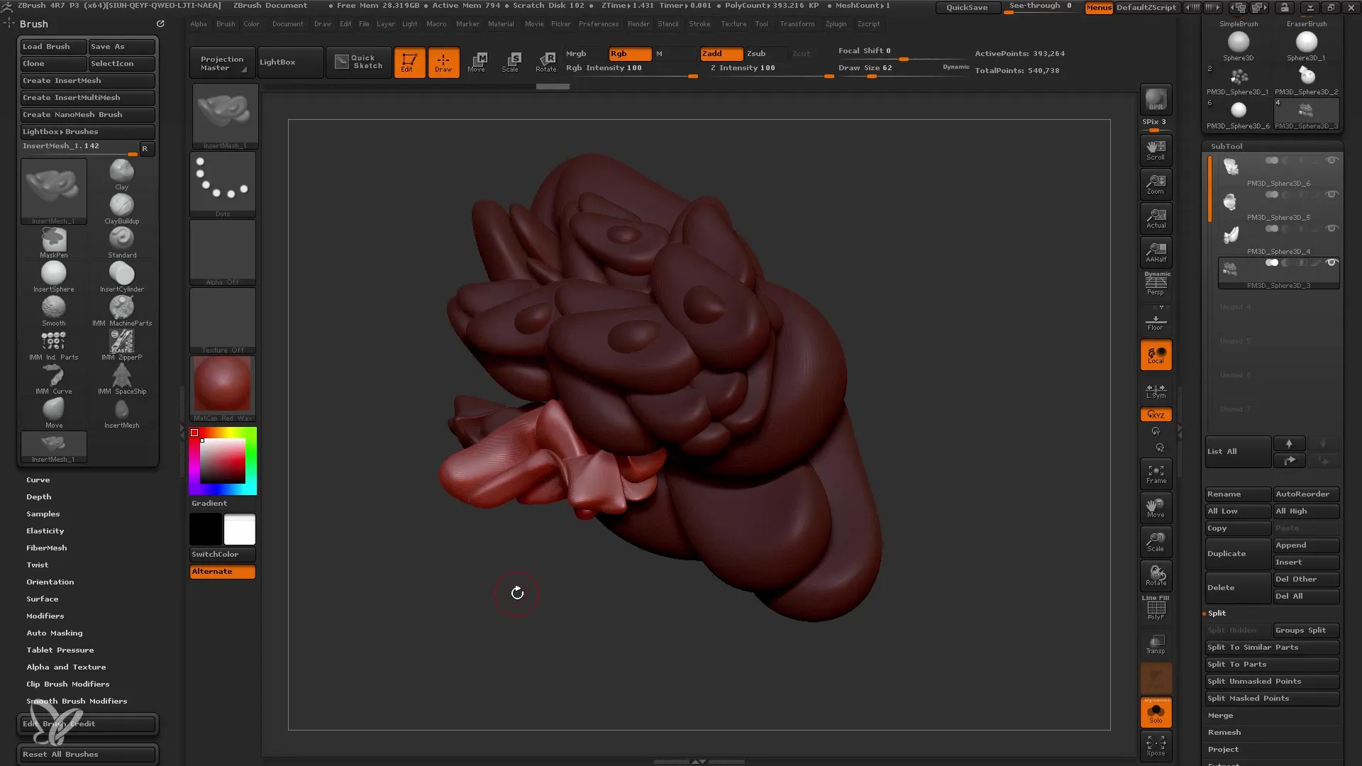 ZBrush: Efektīvi izmantojiet ieliktņu un vairāku tīklu otas