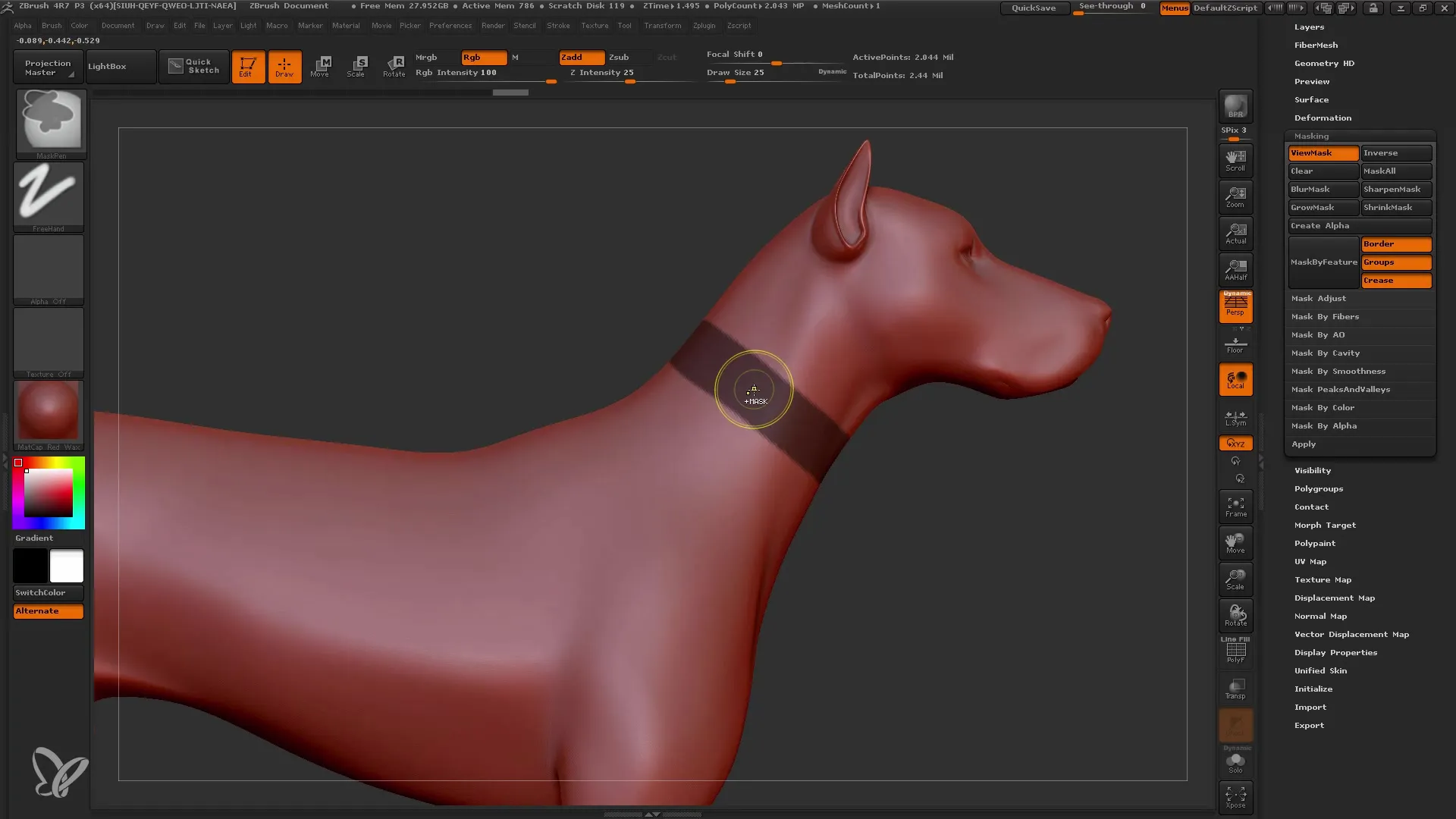 Programmas ZBrush palaišana ar ekstrakta funkciju