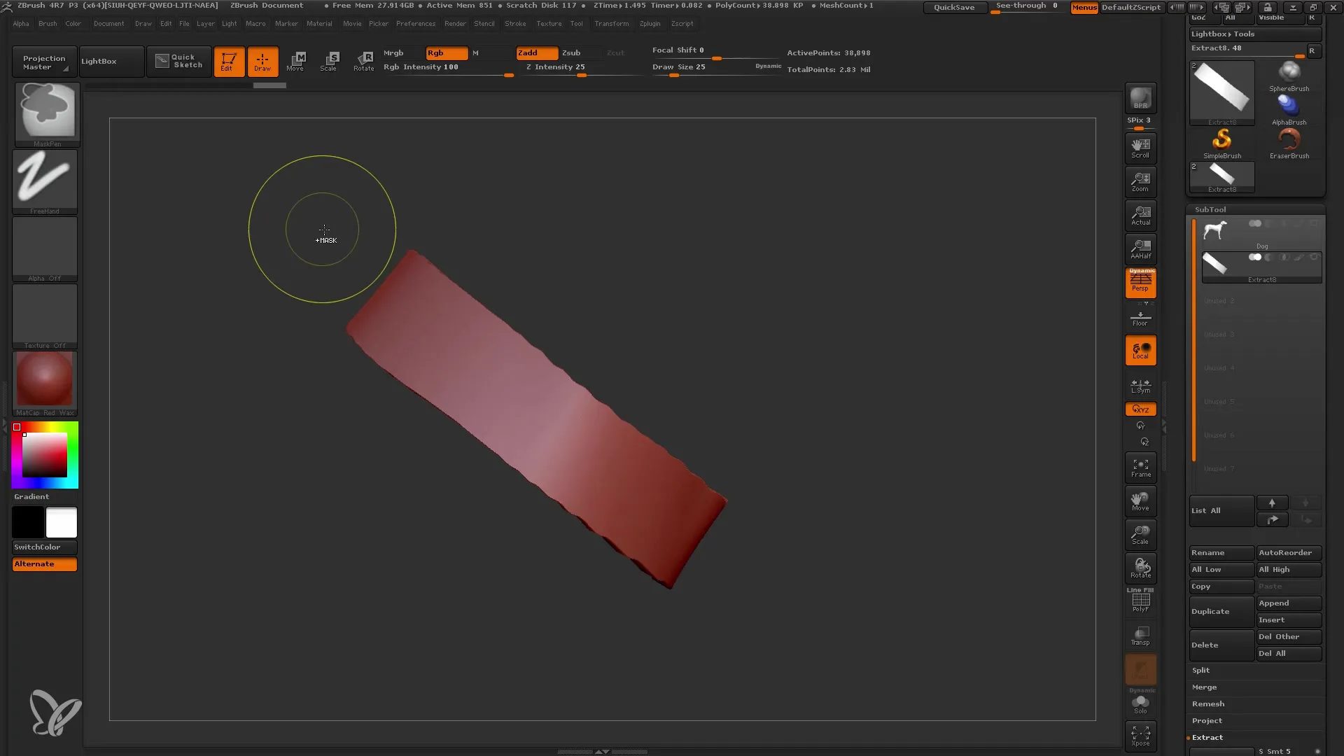 Memulai ZBrush dengan menggunakan fungsi Extract