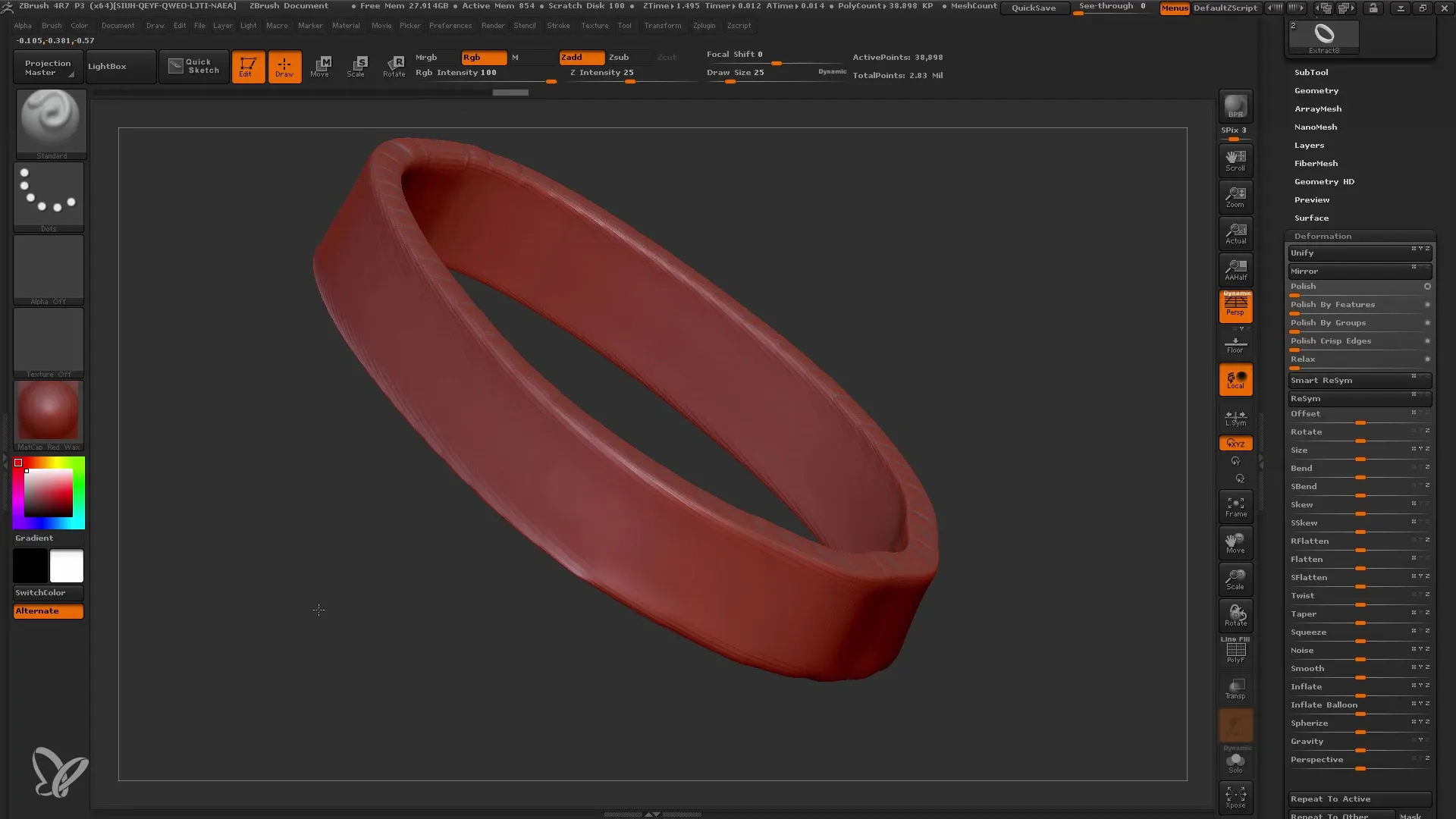 Programmas ZBrush palaišana ar ekstrakta funkciju