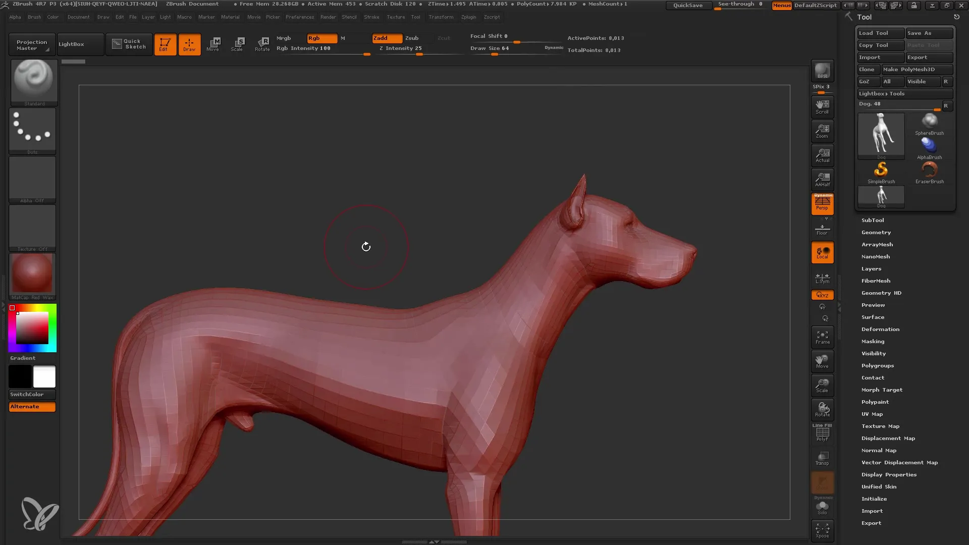 Zagon programa ZBrush z možnostjo Extract