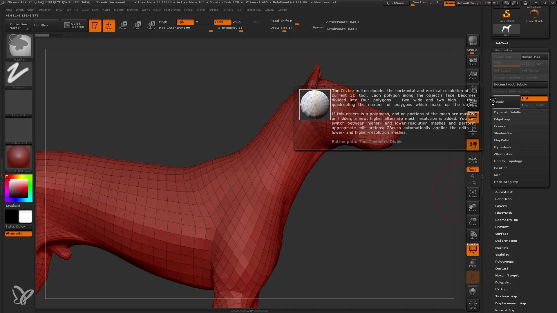 Uruchom ZBrush z funkcją Extract