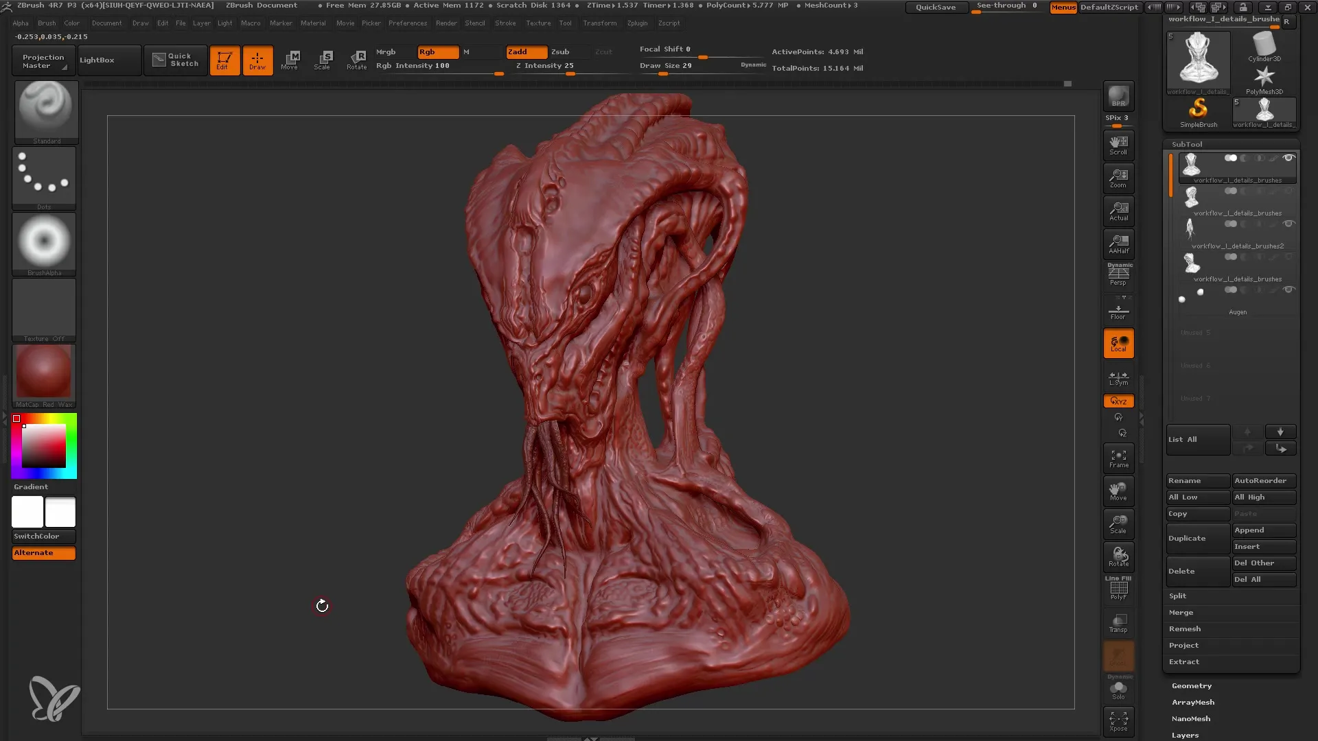 ZBrush: Detailing efisien dengan kuas