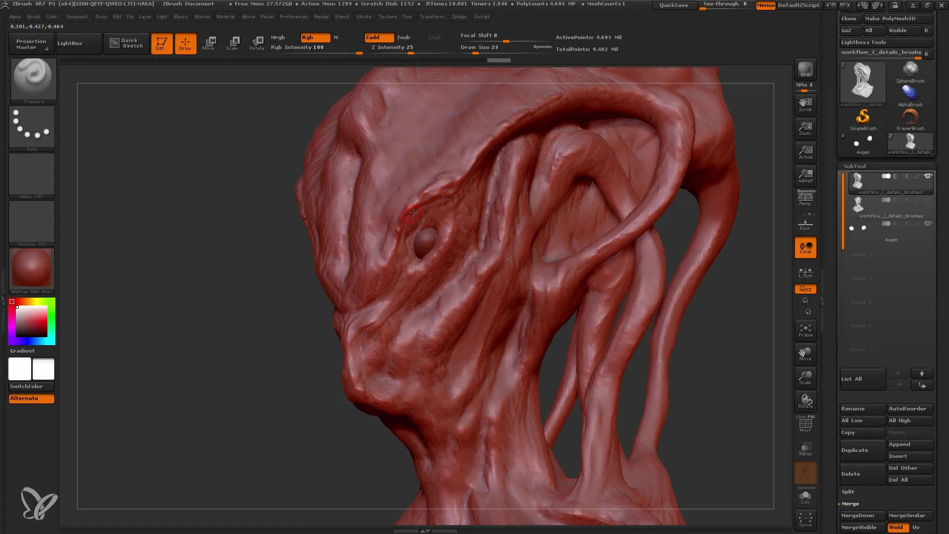 ZBrush: Učinkovito podrobno delo s krtačami