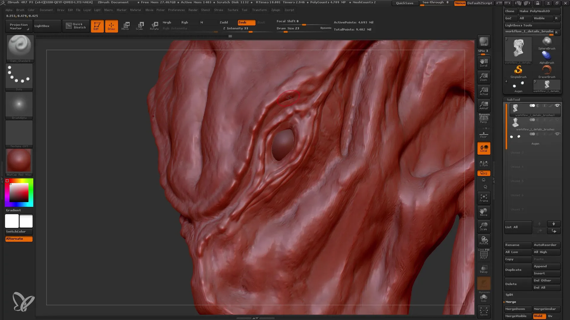 ZBrush: Učinkovito dodajanje podrobnosti z Brushes