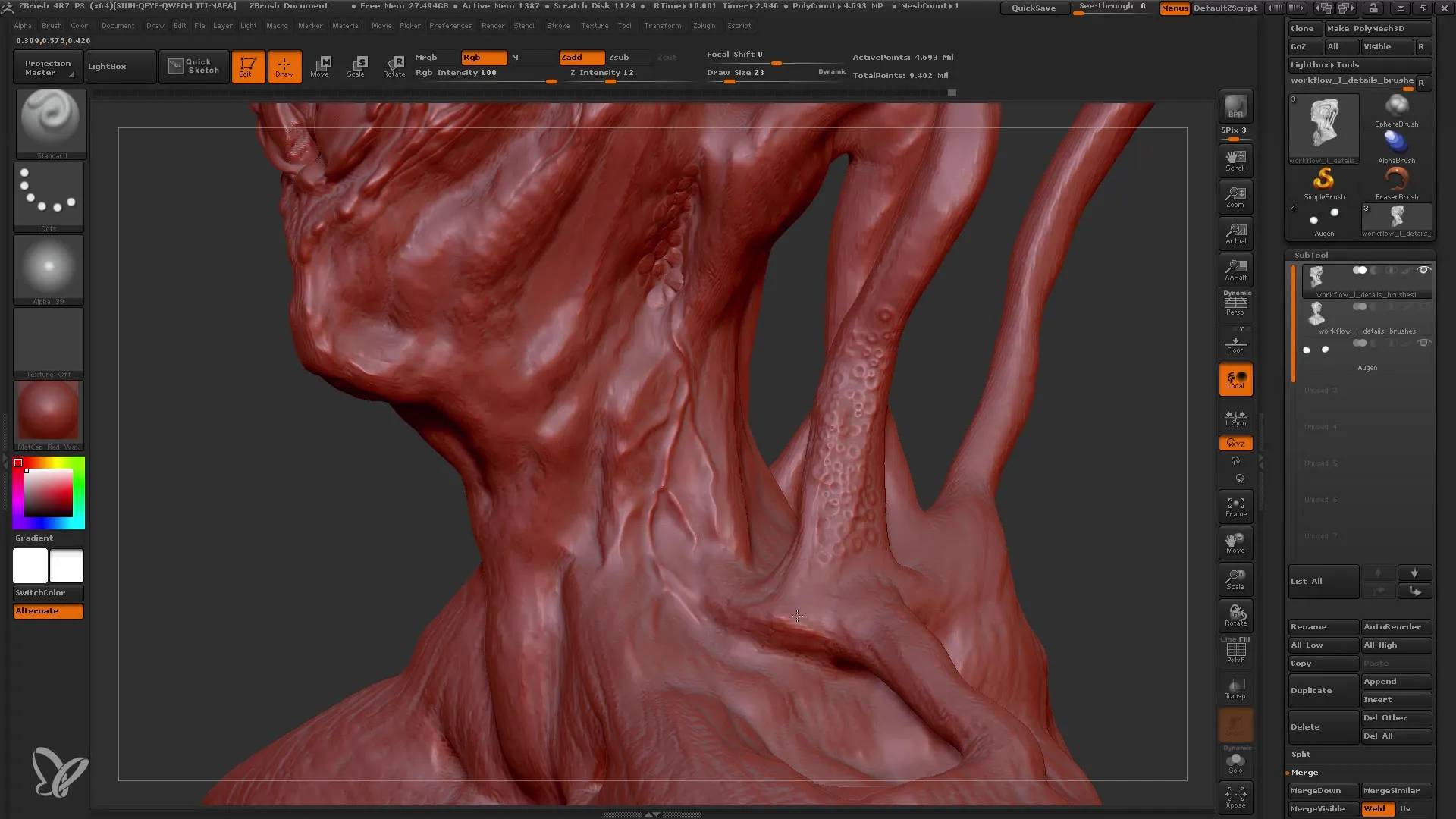 ZBrush: Učinkovito podrobnostno delo z čopiči