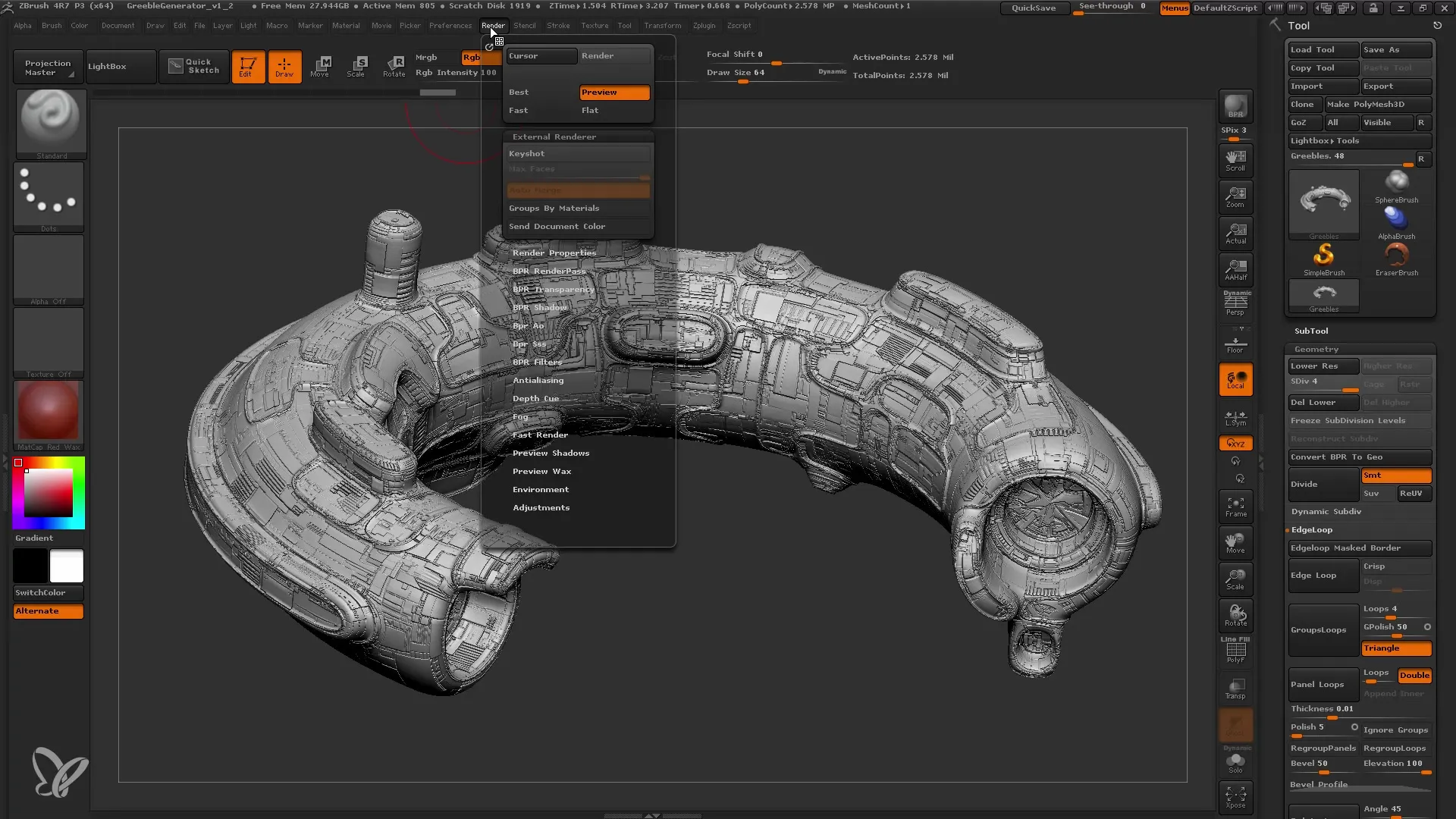 Učinkovito upodabljanje modelov ZBrush v Keyshot