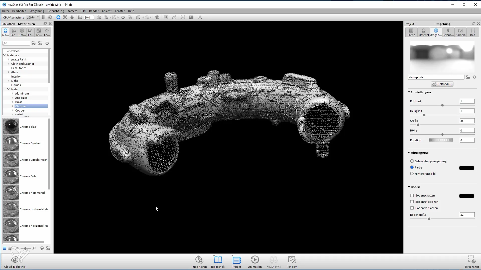 ZBrushi mudelid renderda efektiivselt Keyshot'is