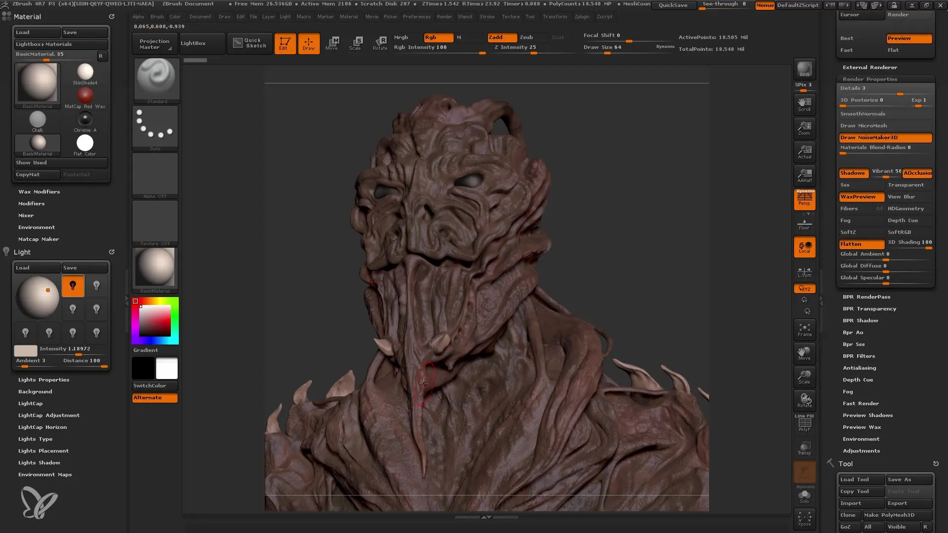 Render tehnike v programu Photoshop za začetnike v ZBrush-u