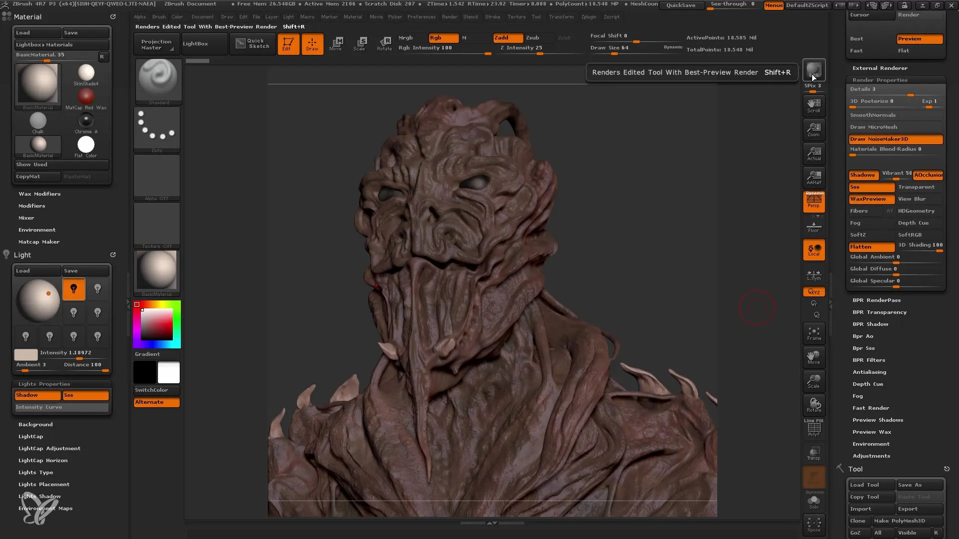 Rendrirne tehnike v Photoshopu za začetnike v programu ZBrush