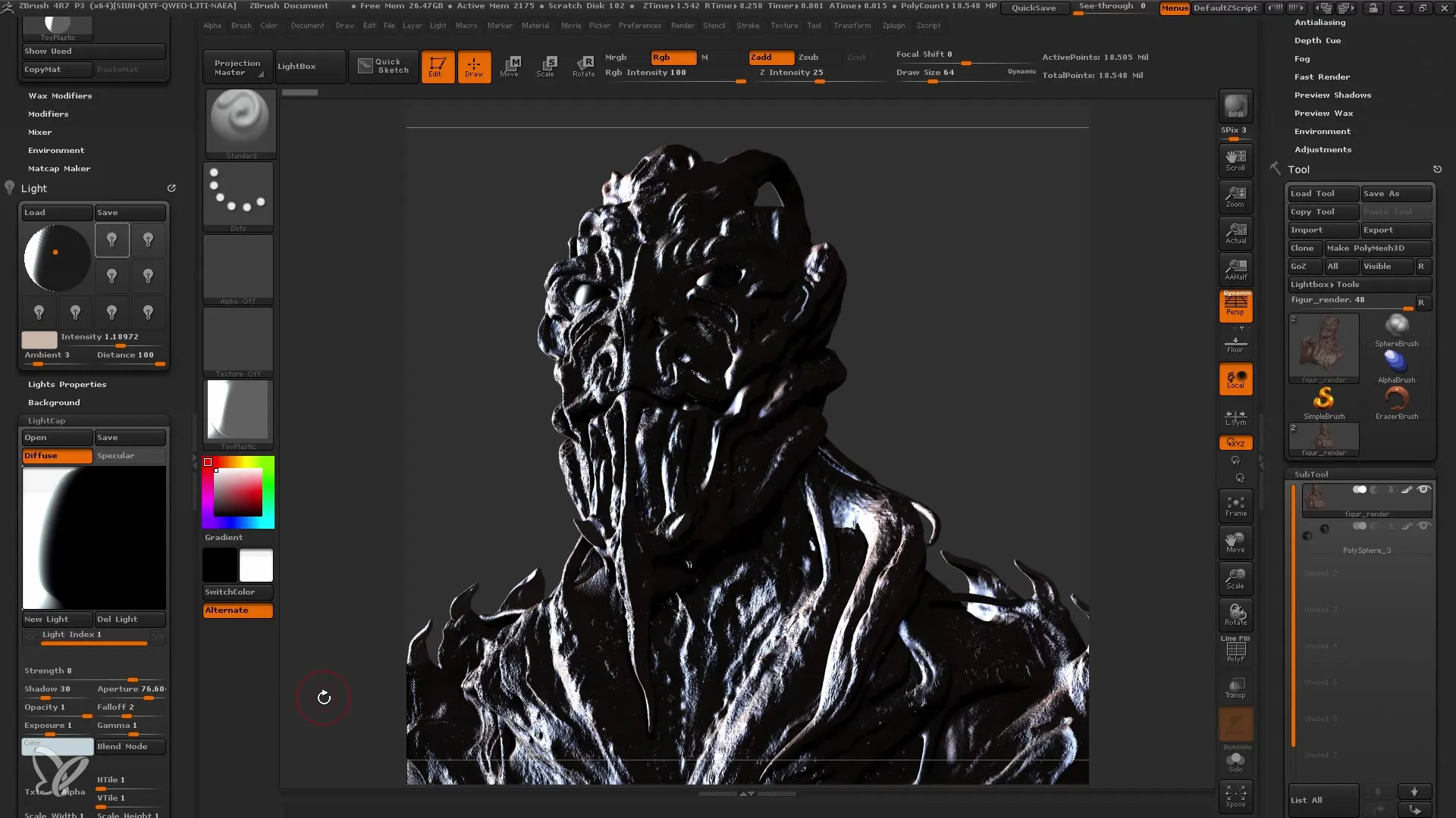 Teknik rendering di Photoshop untuk pemula ZBrush