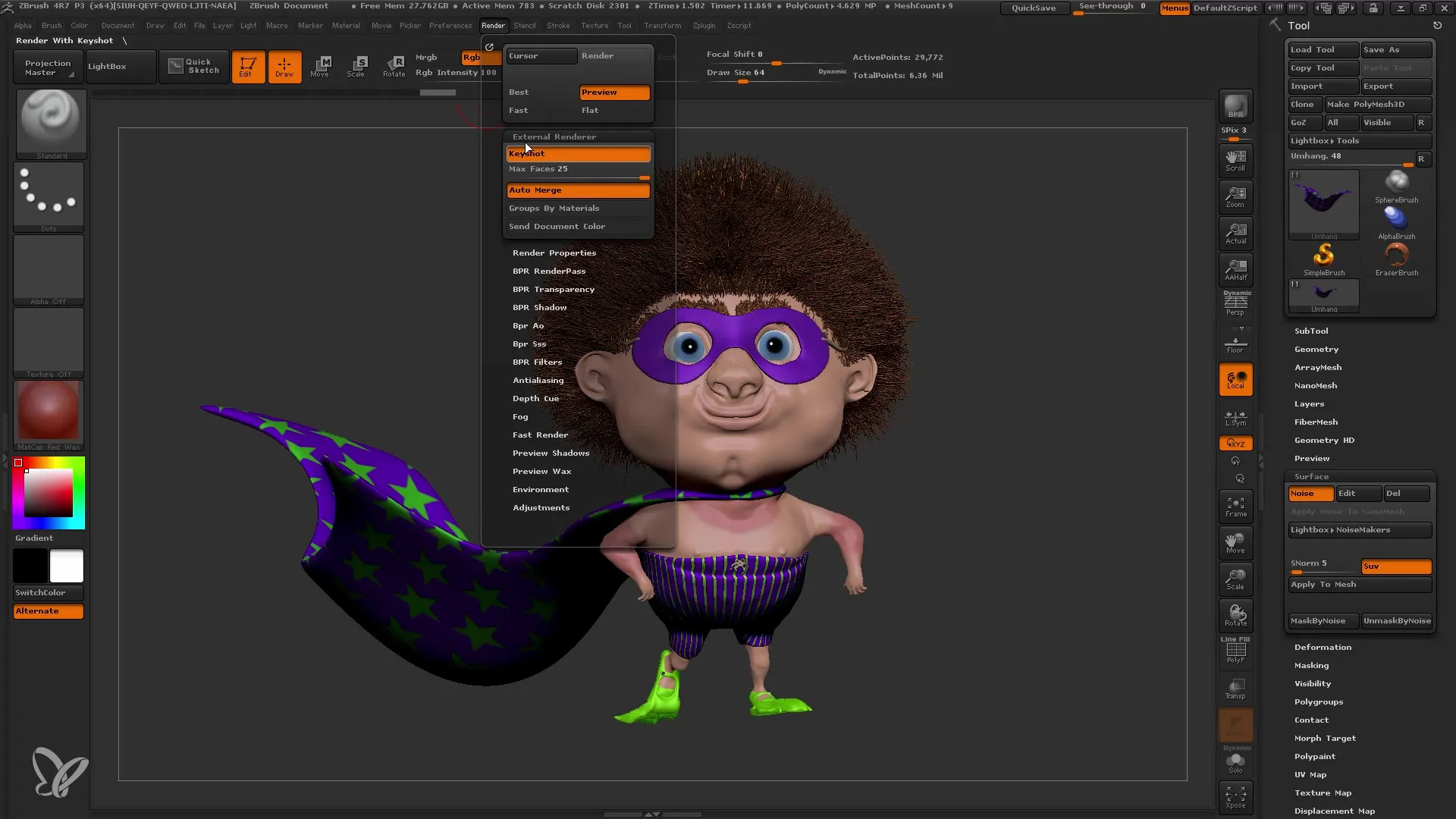 Rendering ZBrush di Keyshot dijelaskan dengan mudah