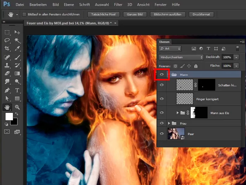 Composing Photoshop - Api dan Es - Bagian 11 - Kabut Es dan Penyesuaian Warna