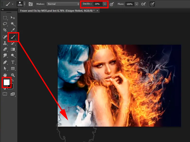 Photoshop-komplekteerimine - tuli ja jää - Osa 11 - Jääkülm udu ja värvikohandused