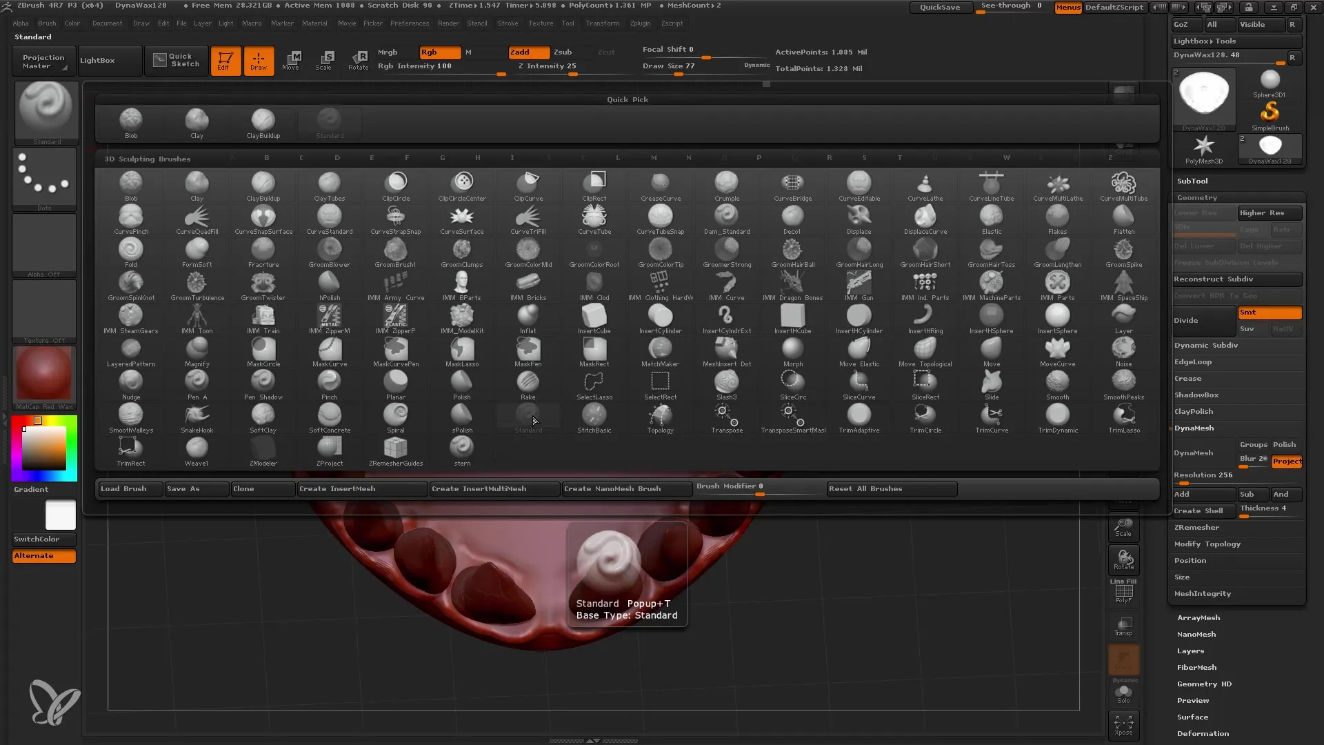 Tärkeiden siveltimien yleiskatsaus ZBrushille aloittelijoille