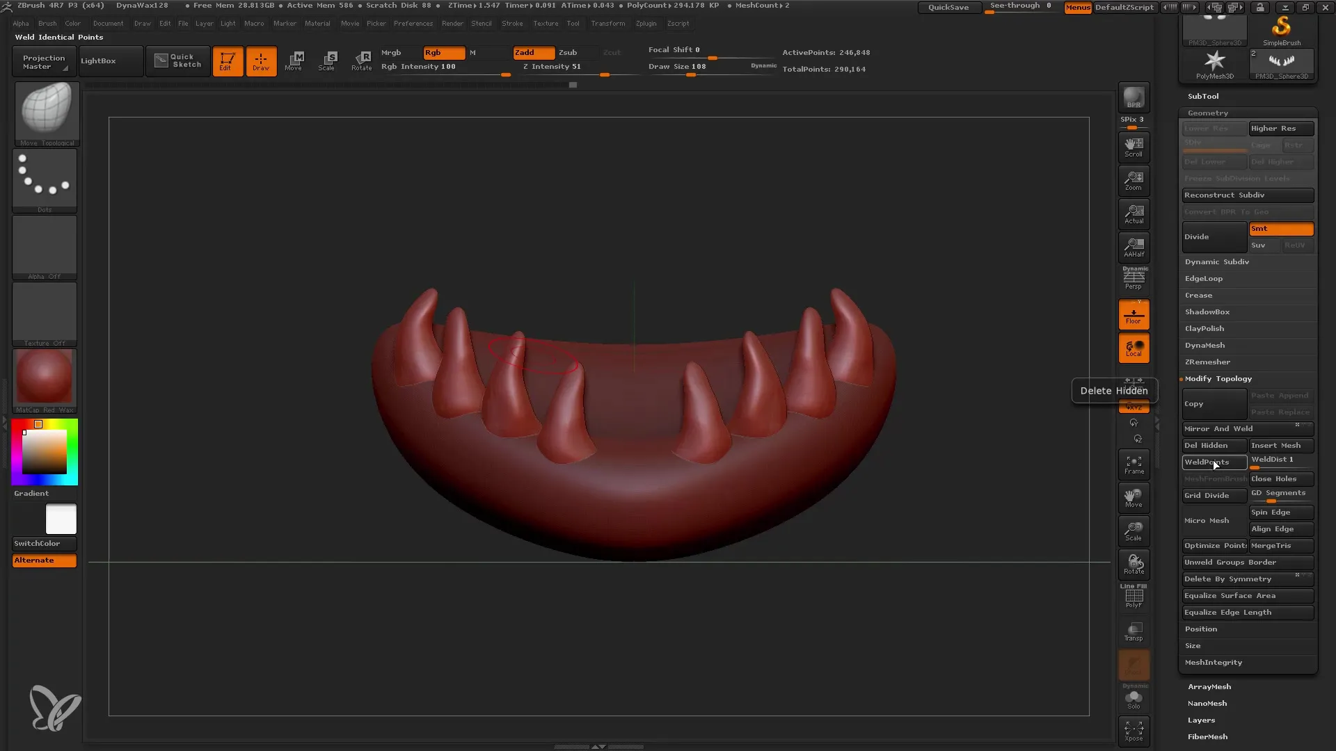 Gambaran mengenai kuas penting di ZBrush untuk pemula