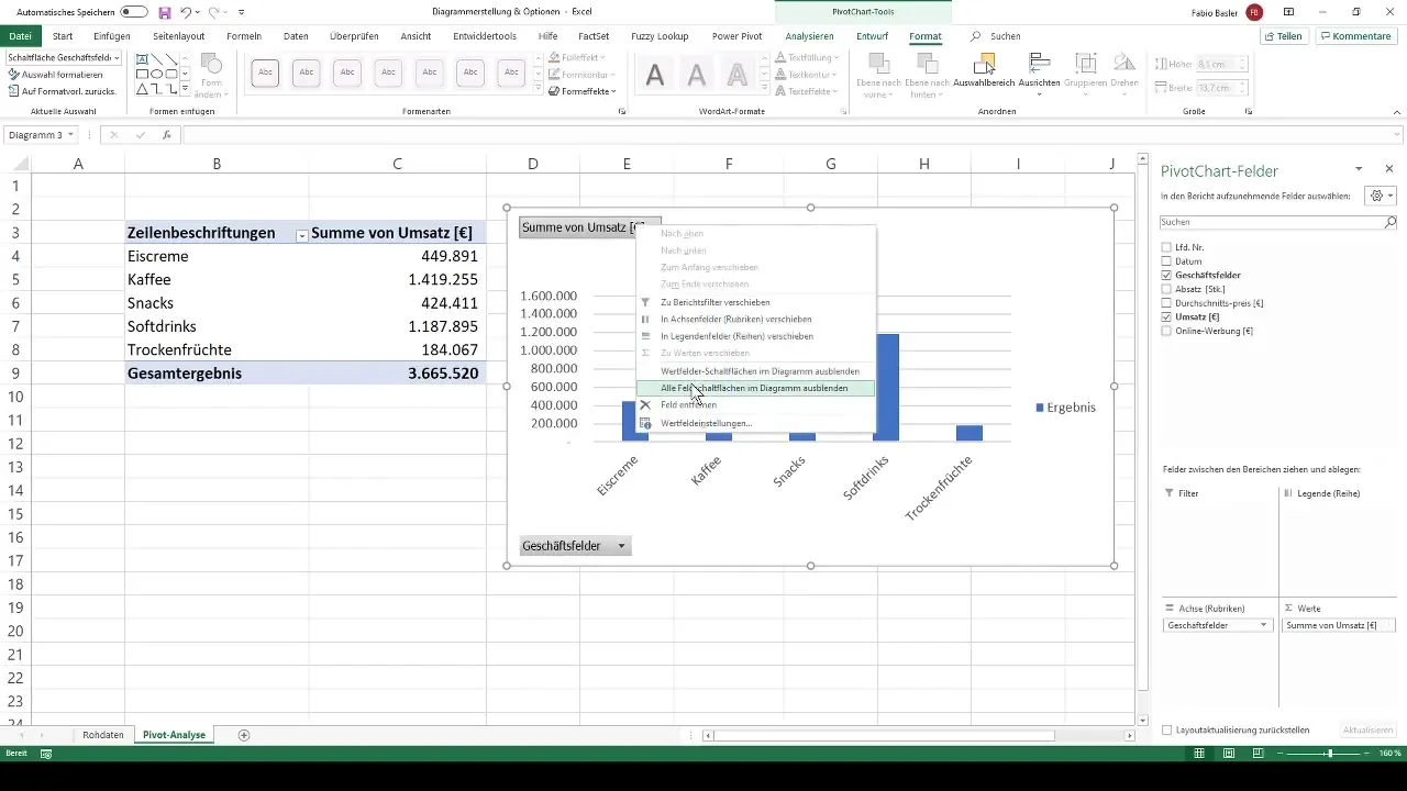 Creating diagrams with pivot tables in Excel