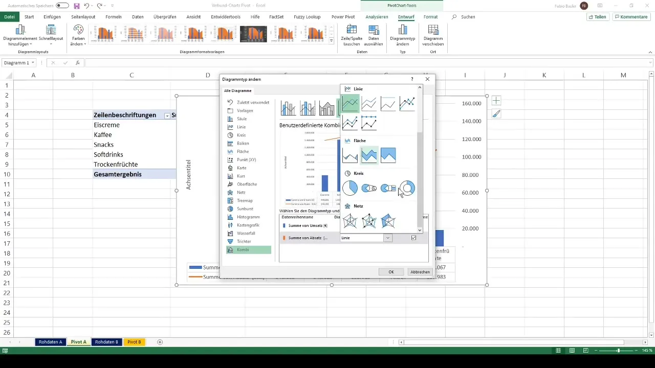 Membuat diagram kombinasi yang efisien di Excel