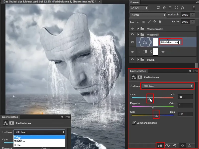 Photoshop composing - The oracle of the sea - Part 11: Image look and highlights + shadows