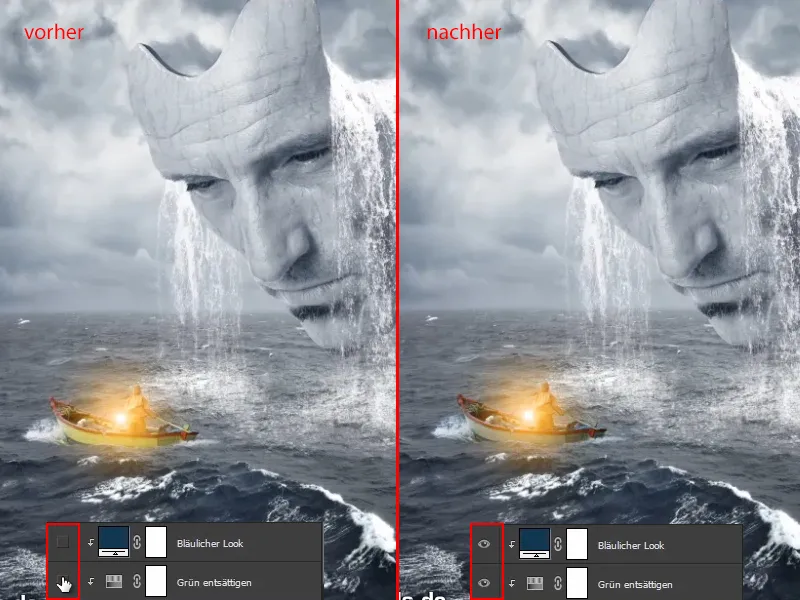 Photoshop composing - The oracle of the sea - Part 11: Image look and highlights + shadows