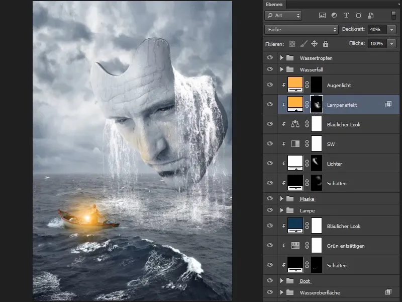 Photoshop-samenstelling - Het oracle van de zee - Deel 11: Beeldlook en lichten + schaduwen