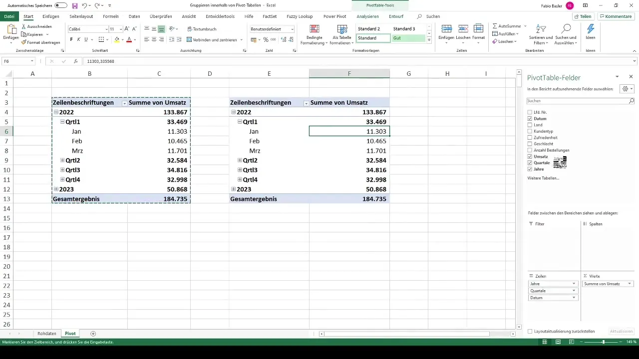 Effectively use pivot tables - customizing grouping individually