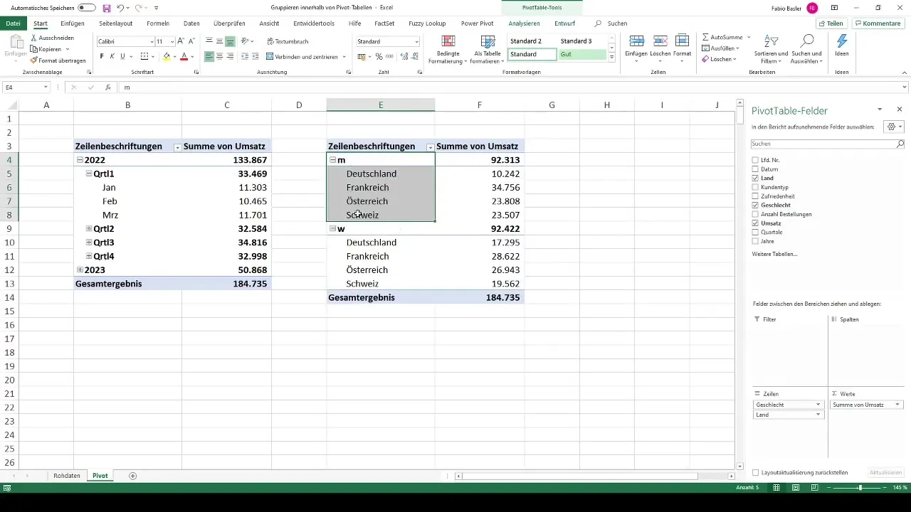 Effectively using pivot tables - customizing grouping individually