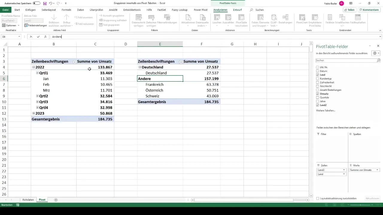 Effectively using pivot tables - individualize grouping