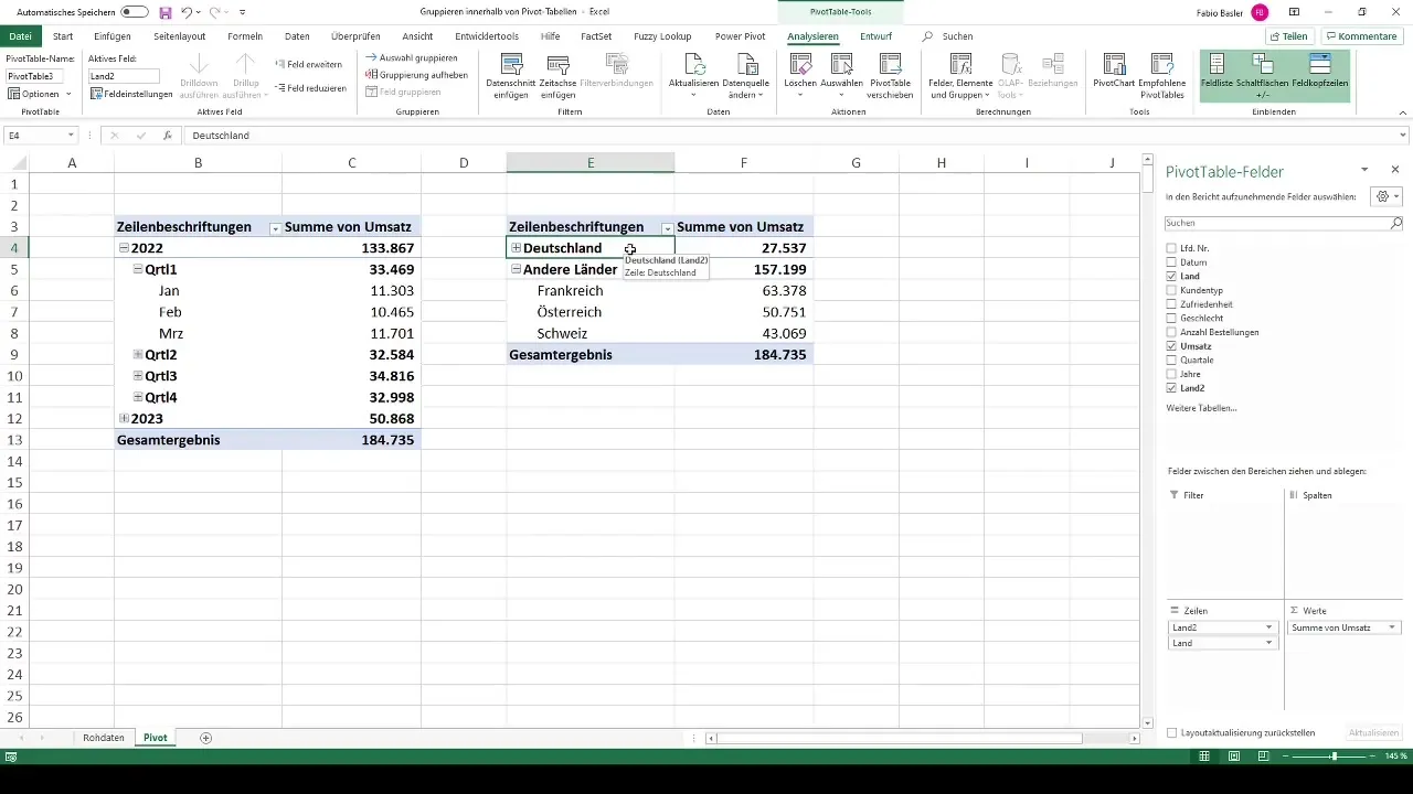 Effectively use pivot tables - Customize grouping individually