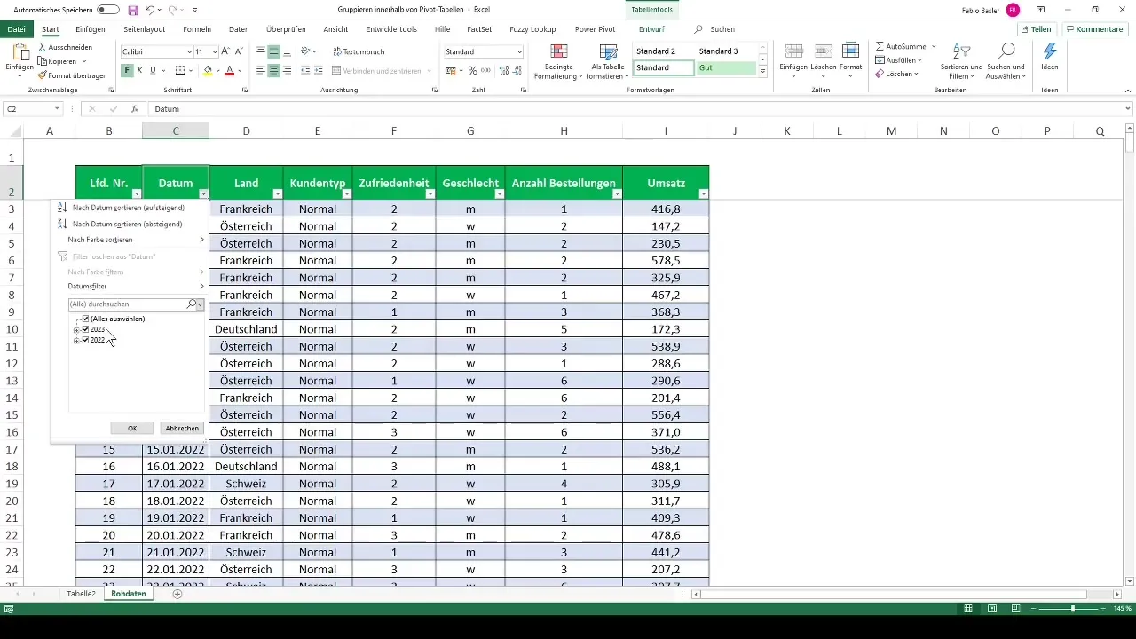 Effectively use pivot tables - Customize grouping individually