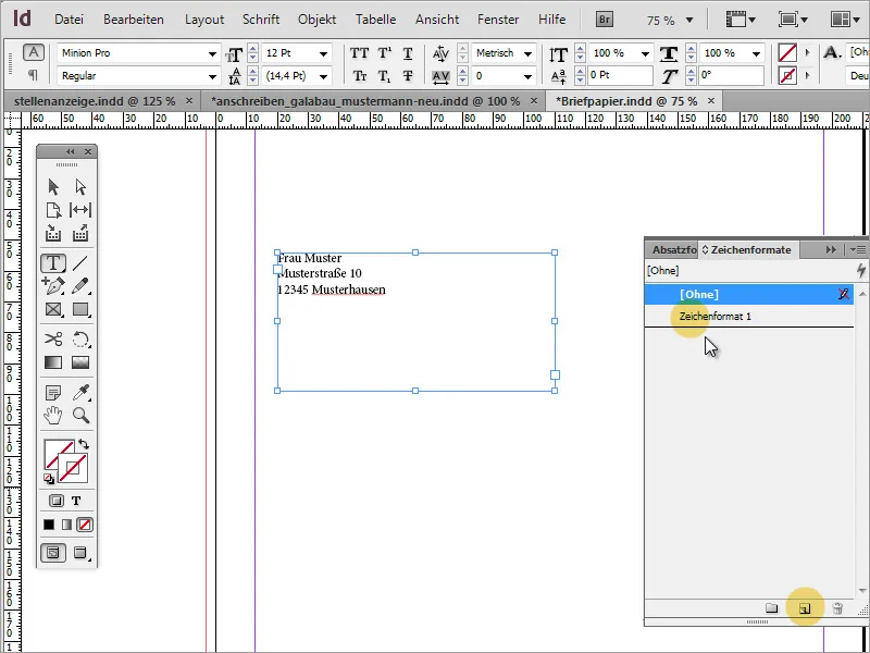 Designe brevpapir, klassisk/moderne og lekent i Adobe InDesign.