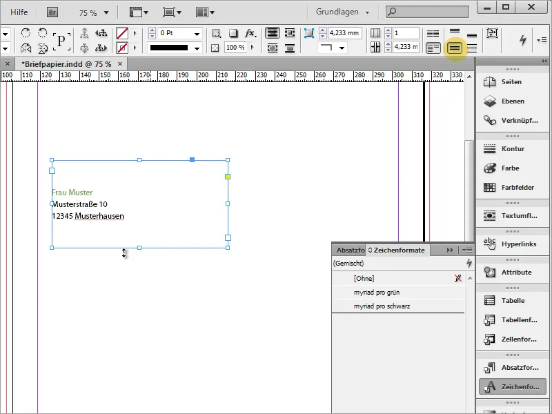 Designe brevark i klassisk/moderne og lekent stil i Adobe InDesign.