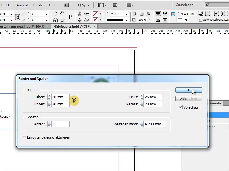 Vytvořit klasický/moderní a hravý design dopisního papíru v programu Adobe InDesign.