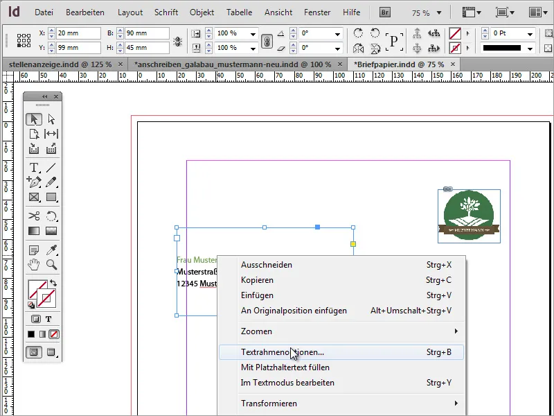 Design brevpapir med en klassisk/moderne og leken stil i Adobe InDesign.