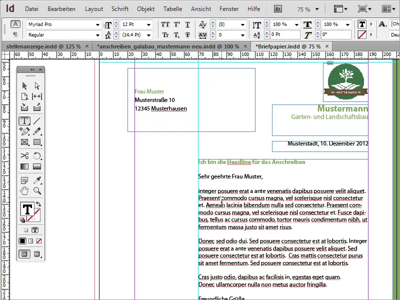 Navrhněte klasický/moderní a hravý dopisní papír v programu Adobe InDesign.