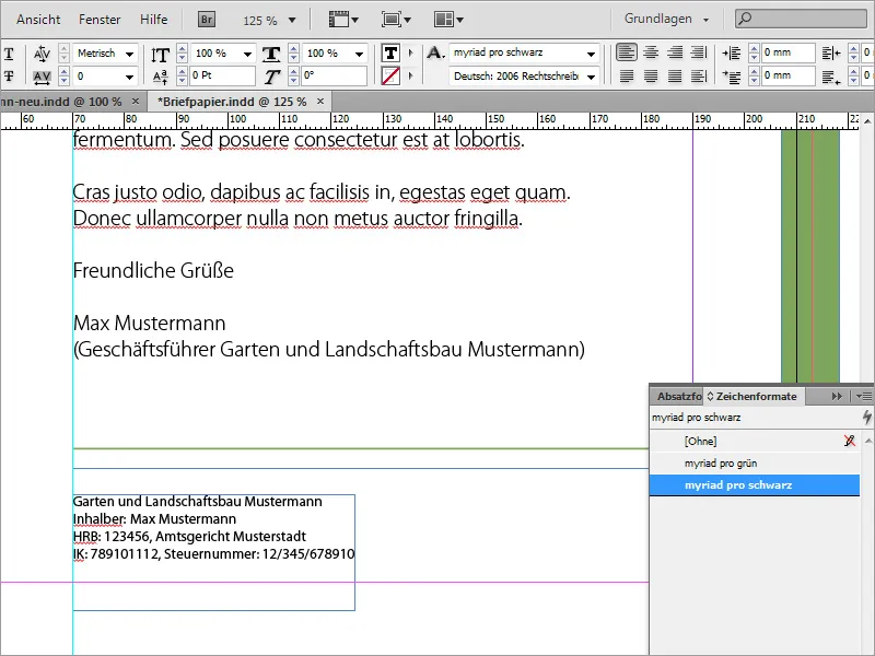 Vytvořit klasický/moderní a hravý papír pro dopisy v programu Adobe InDesign.