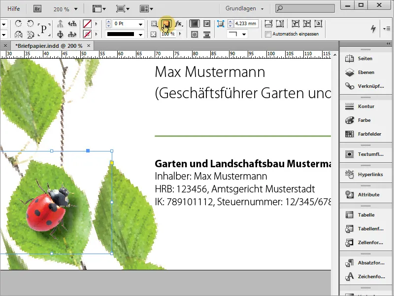 Design brevpapir i klassisk/moderne og lekent stil i Adobe InDesign.