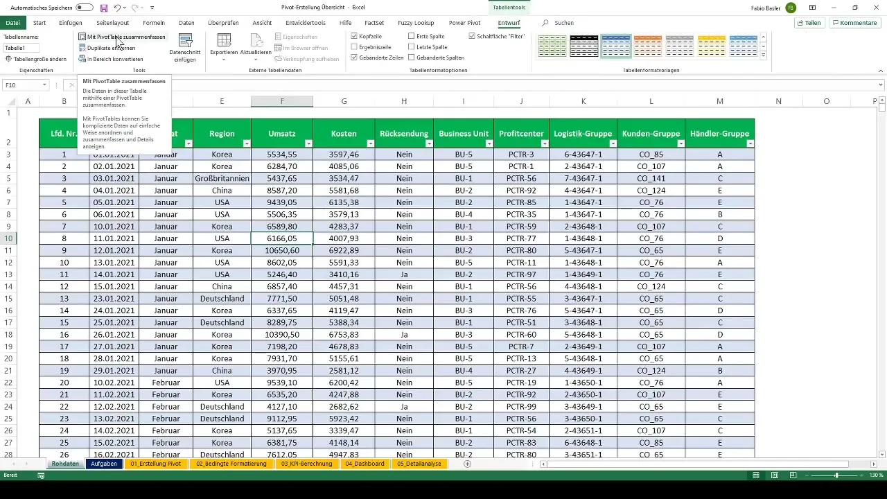 Sukamųjų lentelių kūrimas ir formatavimas programoje "Excel