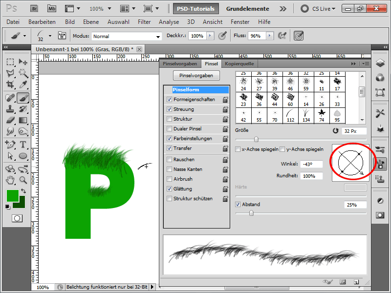 Text trávy na niekoľko kliknutí - 2 varianty