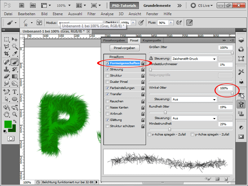 Testo in erba con pochi clic - 2 varianti