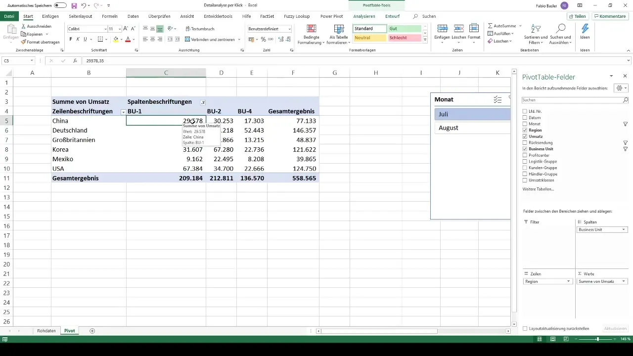 Išsami analizė programoje "Excel" Optimizuoti sukamąsias lenteles