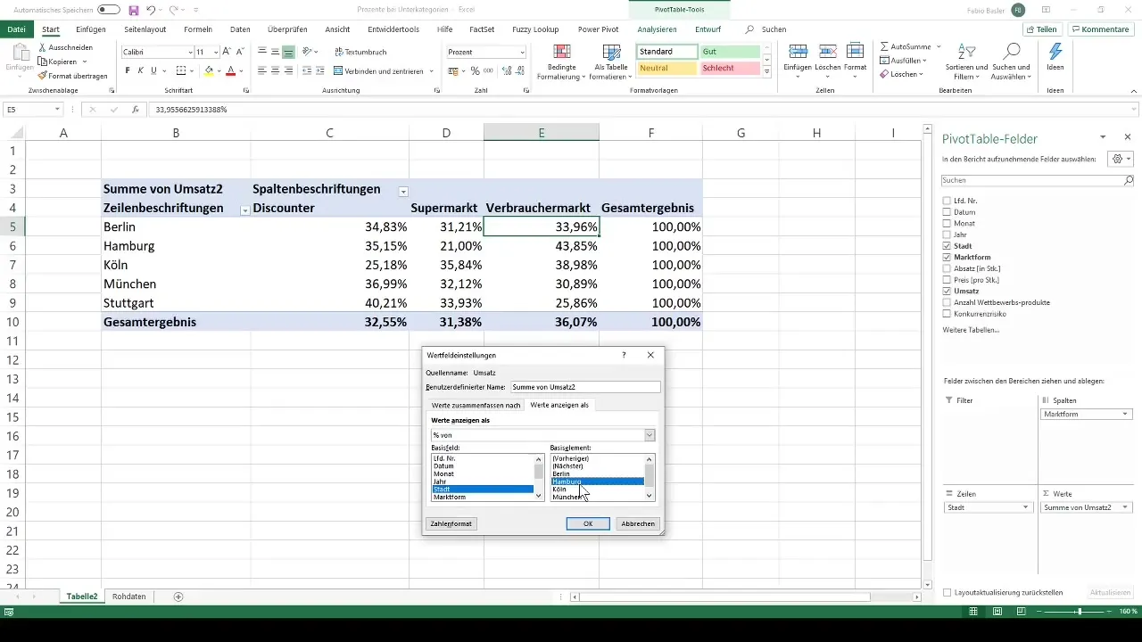 Cum calculezi valorile procentuale în tabele pivot